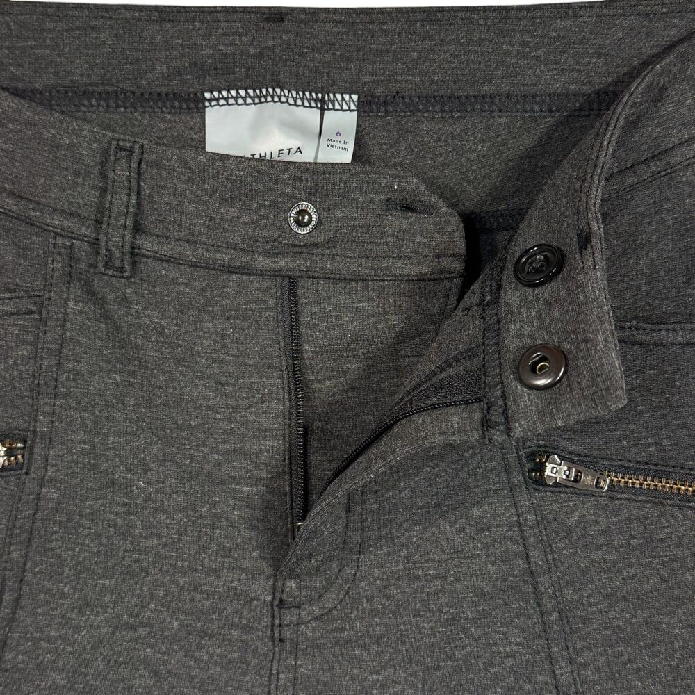 Athleta SZ 6 Ponte Moto 2.0 Pants Mid-Rise Zip-Fly Pocket Stretch Gray Heathered - Picture 3 of 8